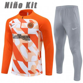 Sudadera de Entrenamiento Inter de Milán 2024/2025 Niño Kit Naranja/Blanco