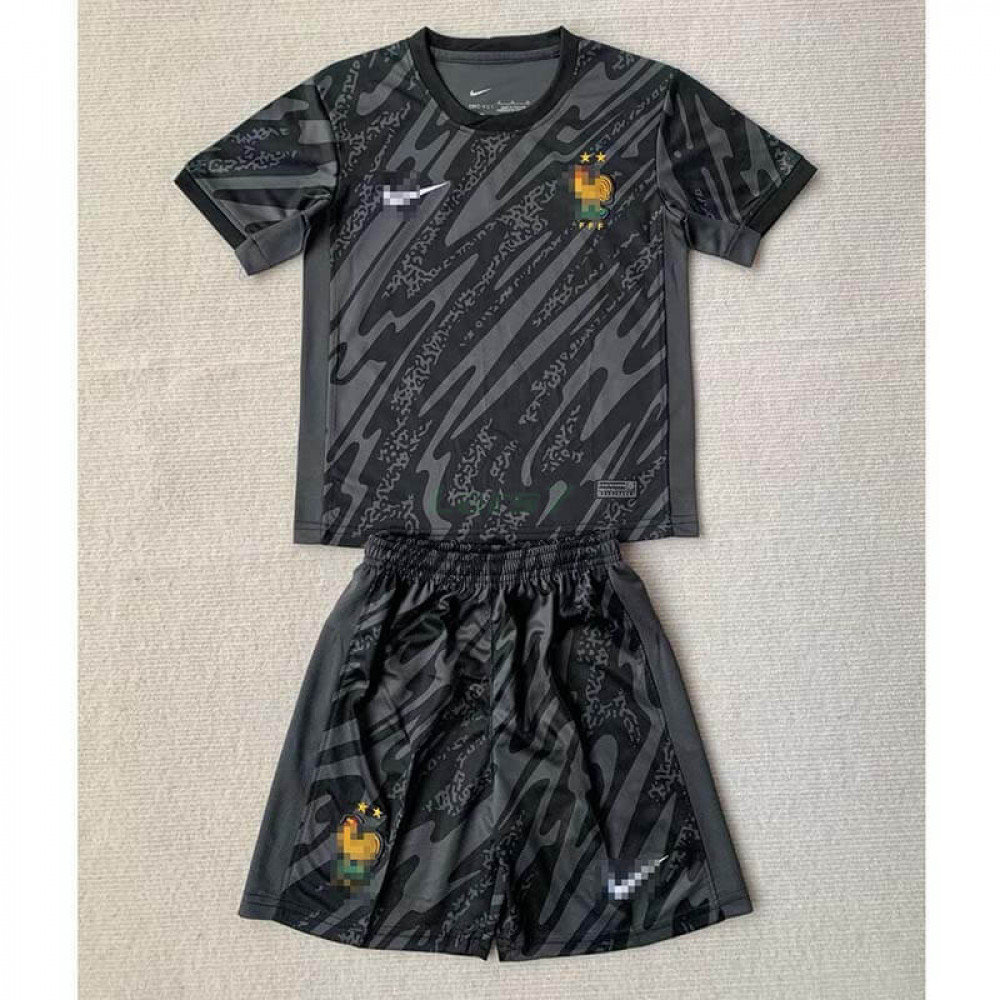 Camiseta De Portero Francia 2024 Niño Kit Gris/Negro