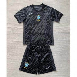 Camiseta De Portero Brasil 2024 Niño Kit Negro