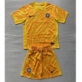Camiseta De Portero Holanda 2024 Niño Kit Amarillo