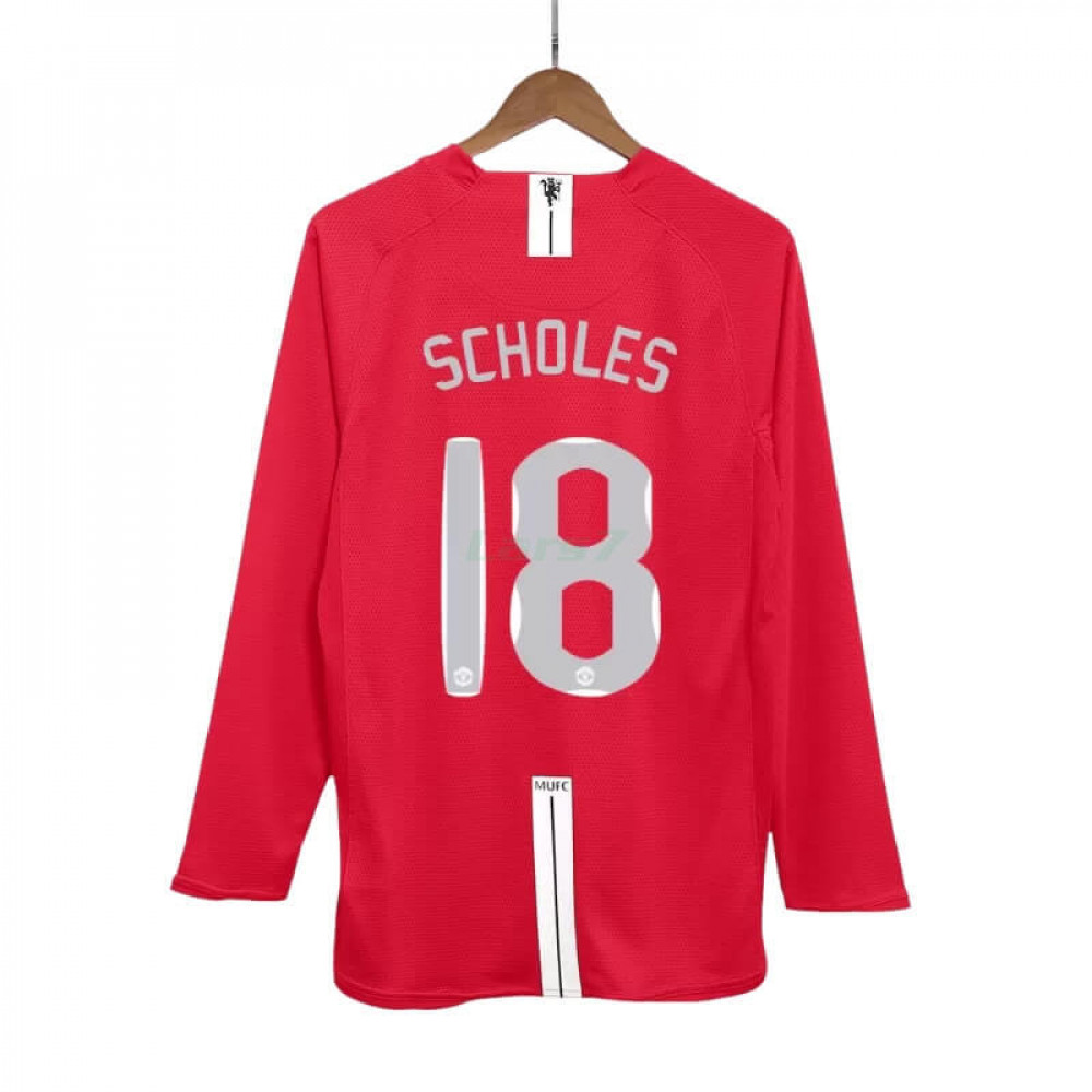 Camiseta SCHOLES 18 Manchester United 1ª Equipación Retro 2007/08 ML