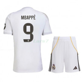 Camiseta MBAPPÉ 9 Real Madrid 1ª Equipación 2025/2026 Blanco Niño Kit