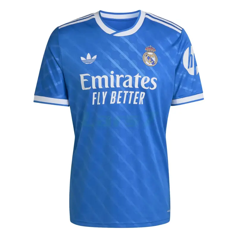 Camiseta Real Madrid 3ª Equipación 2025/2026 Azul con Parche HP Camiseta Real Madrid 3ª Equipación 2025/2026 Azul con Parche HP