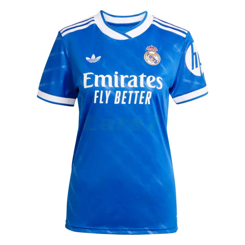 Camiseta Real Madrid 3ª Equipación 2025/2026 Azul Mujer con Parche HP Camiseta Real Madrid 3ª Equipación 2025/2026 Azul Mujer con Parche HP