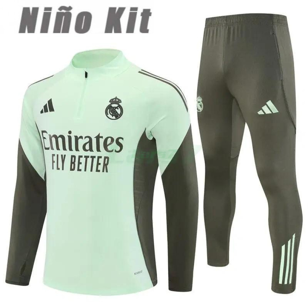 Sudadera de Entrenamiento Real Madrid 2025/2026 Niño Kit Verde Claro Sudadera de Entrenamiento Real Madrid 2025/2026 Niño Kit Verde Claro