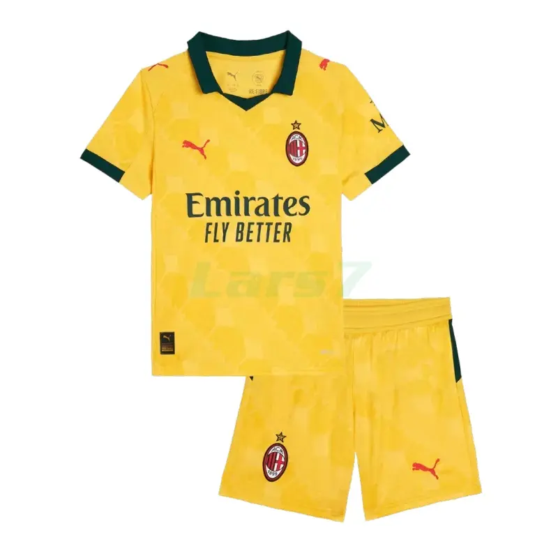 Camiseta AC Milan 3ª Equipación 2025/2026 Amarillo Niño Kit