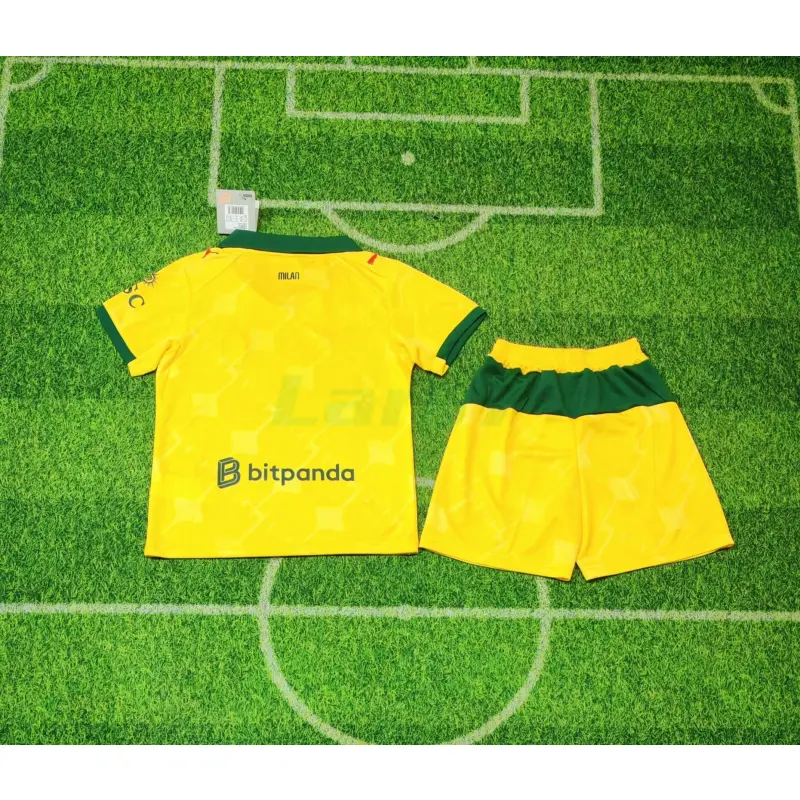 Camiseta AC Milan 3ª Equipación 2025/2026 Amarillo Niño Kit