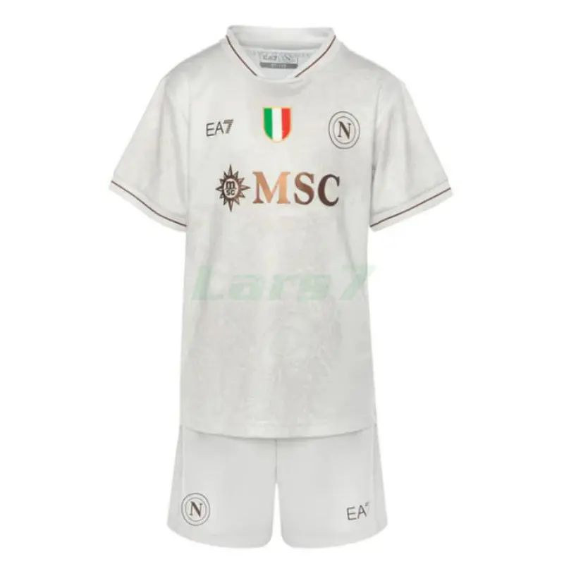 Camiseta Napoli 2ª Equipación 2025/2026 Blanco Niño Kit