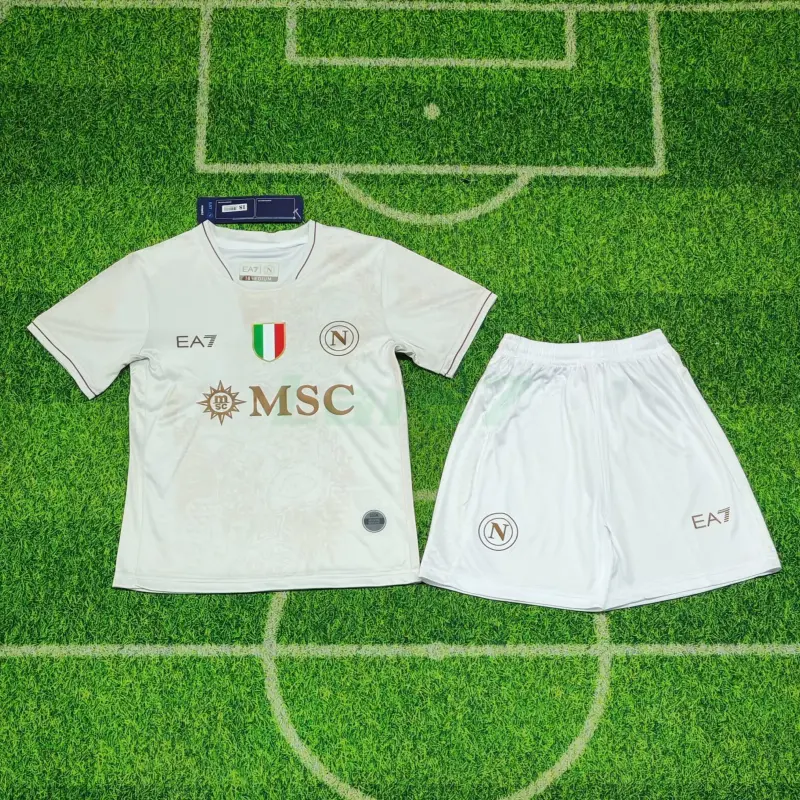 Camiseta Napoli 2ª Equipación 2025/2026 Blanco Niño Kit