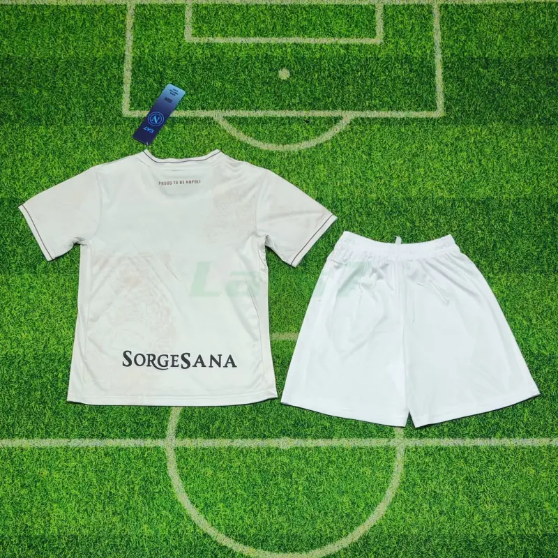 Camiseta Napoli 2ª Equipación 2025/2026 Blanco Niño Kit