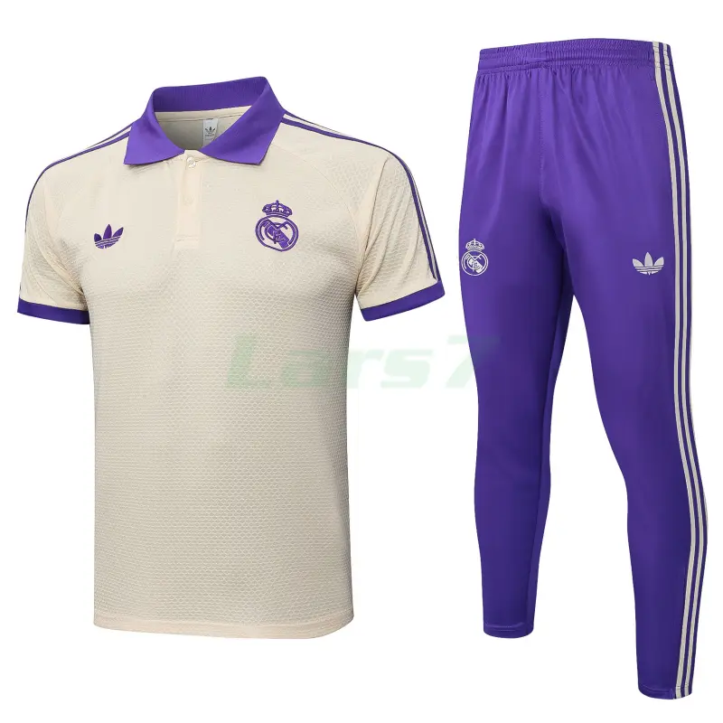 Polo Real Madrid 2025/2026 Beige/Morado Polo Real Madrid 2025/2026 Beige/Morado