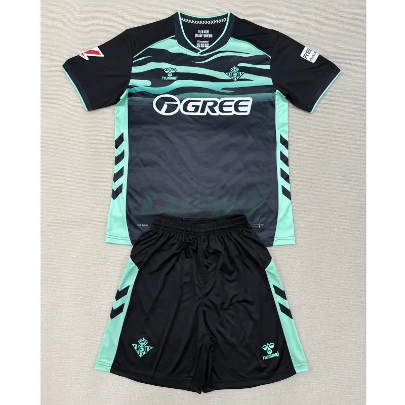 Camiseta Real Betis 3ª Equipación 2025/2026 Negro Niño Kit con Parche La Liga