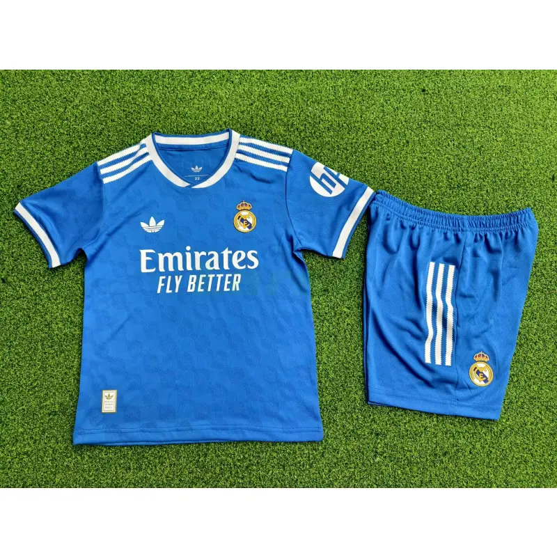 Camiseta Real Madrid 3ª Equipación 2025/2026 Azul Niño Kit (EDICIÓN JUGADOR)