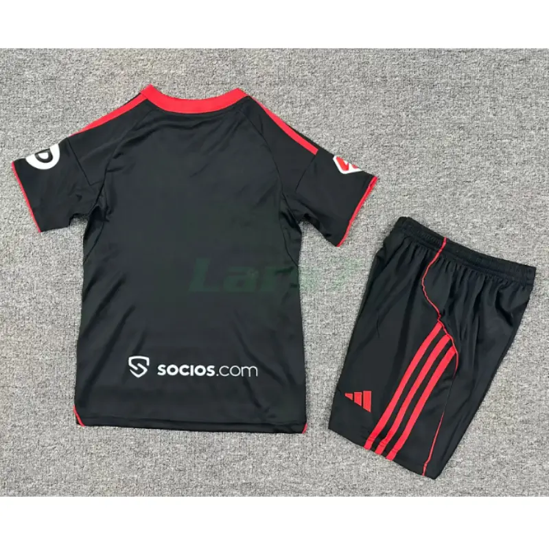 Camiseta Sevilla FC 3ª Equipación 2025/2026 Negro Niño Kit con Parche La Liga