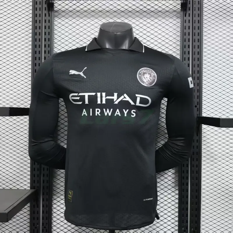 Camiseta Manchester City 2ª Equipación 2025/2026 ML Negro (EDICIÓN JUGADOR)