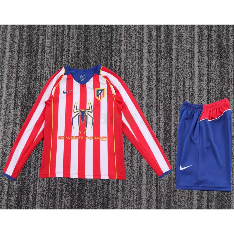 Camiseta Atlético de Madrid 1ª Equipación Retro 2004/05 ML Rojo/Blanco Niño Kit