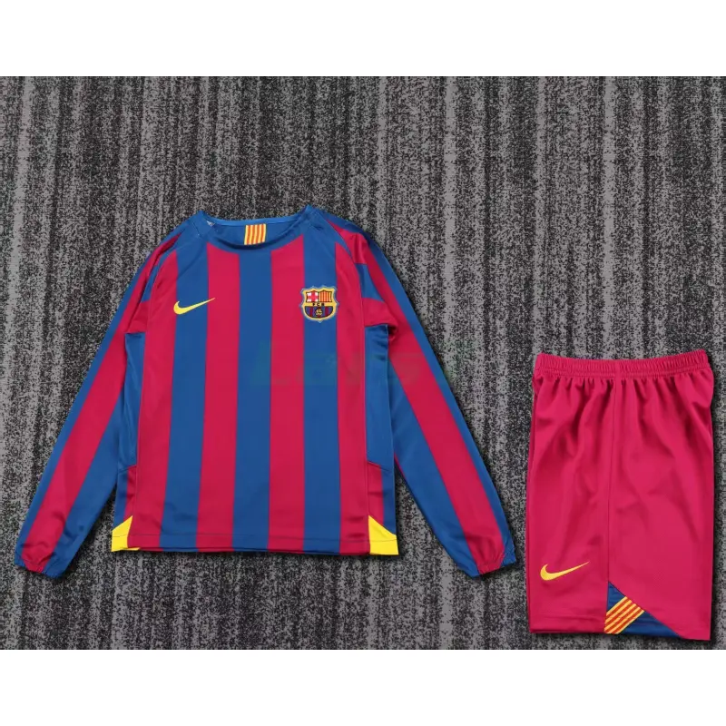 Camiseta Barcelona 1ª Equipación Retro 2005/06 ML Rojo/Azul Niño Kit
