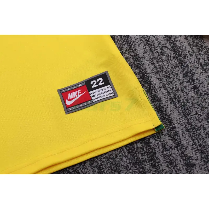Camiseta Brasil 1ª Equipación Retro 1998 ML Amarillo Niño Kit