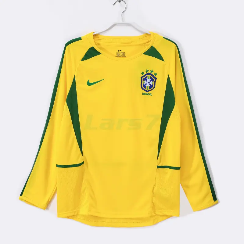 Camiseta Brasil 1ª Equipación Retro 2002 ML Amarillo