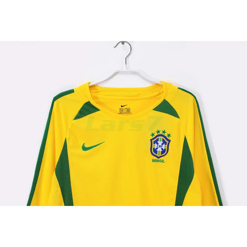 Camiseta Brasil 1ª Equipación Retro 2002 ML Amarillo