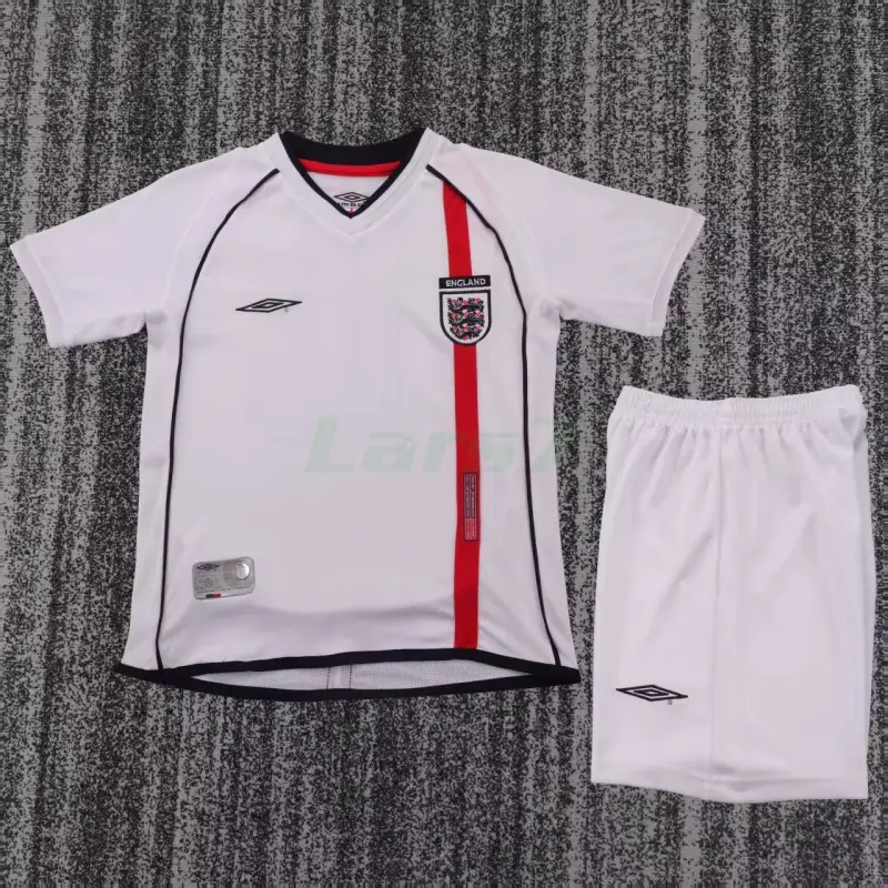Camiseta Inglaterra 1ª Equipación Retro 2002 Blanco Niño Kit