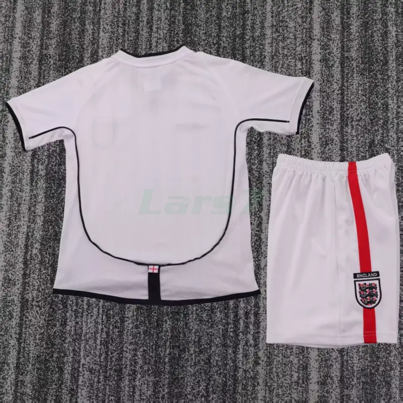 Camiseta Inglaterra 1ª Equipación Retro 2002 Blanco Niño Kit