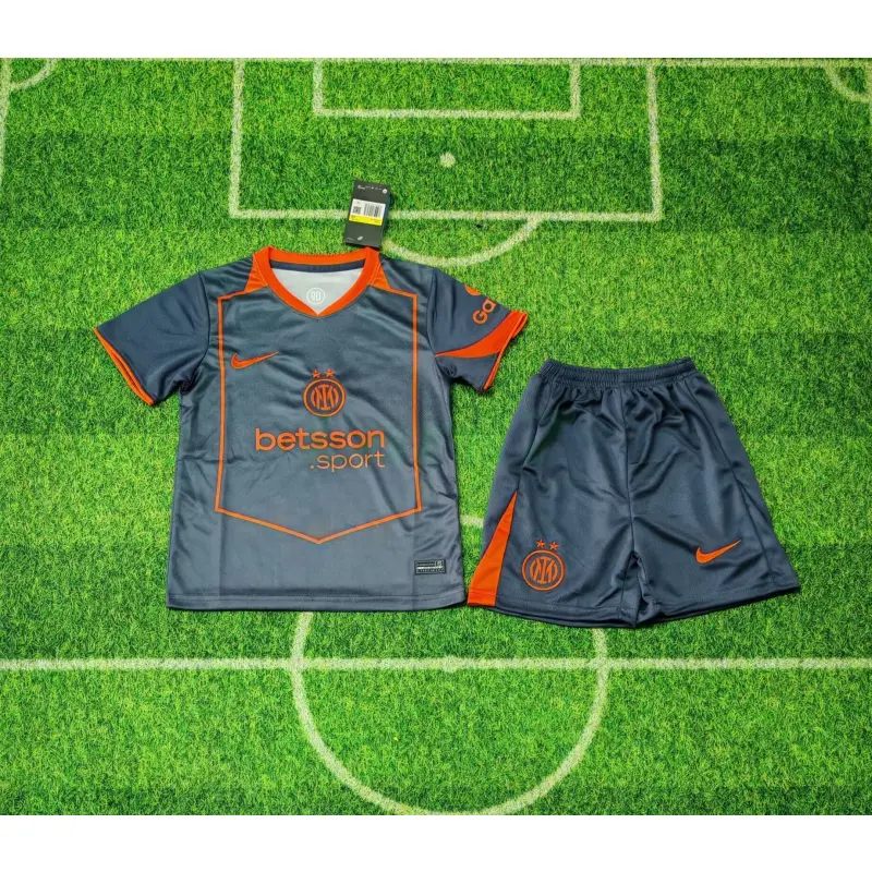 Camiseta Inter de Milan 3ª Equipación 2025/2026 Gris/Naranja Niño Kit