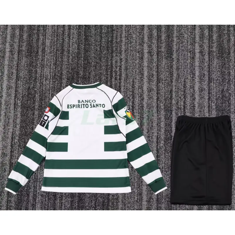 Camiseta Lisboa 1ª Equipación Retro 2001/03 ML Blanco/Verde Niño Kit