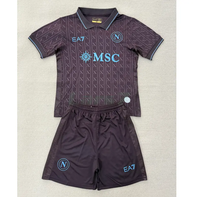 Camiseta Napoli 3ª Equipación 2025/2026 Negro Niño Kit