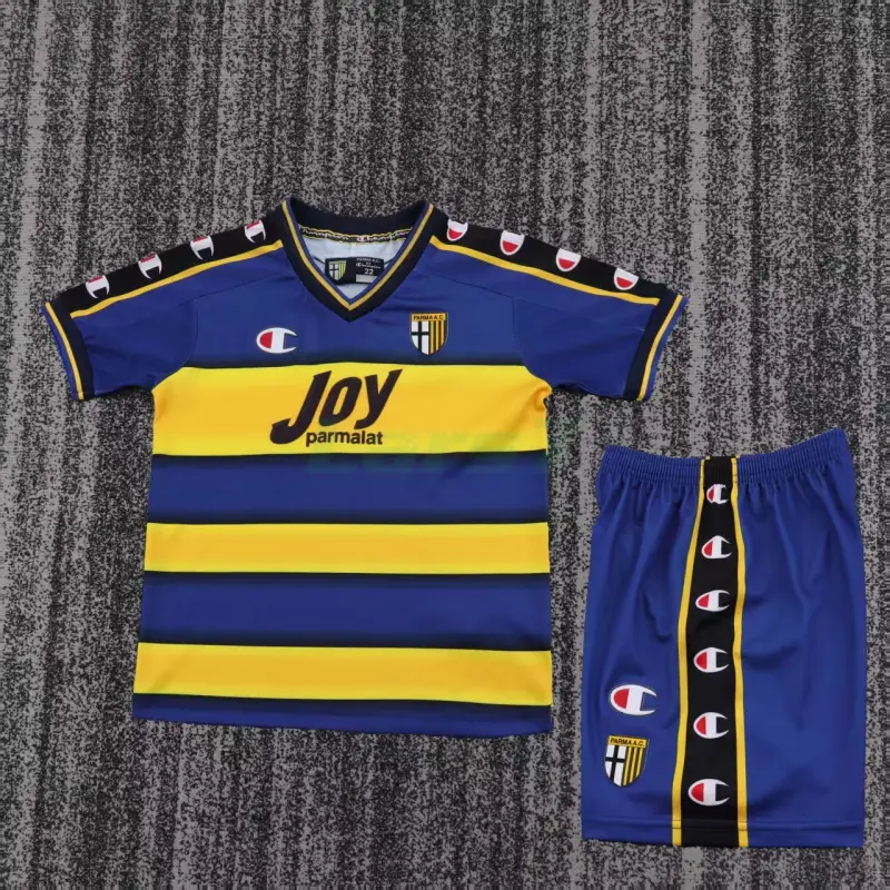 Camiseta Parma Calcio 1ª Equipación Retro 2001/02 Amarillo/Azul Niño Kit