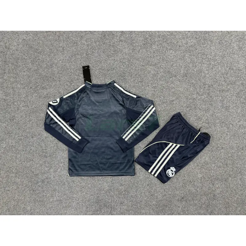 Camiseta Real Madrid 2ª Equipación 2025/2026 ML Azul Marino Niño Kit con Parche HP