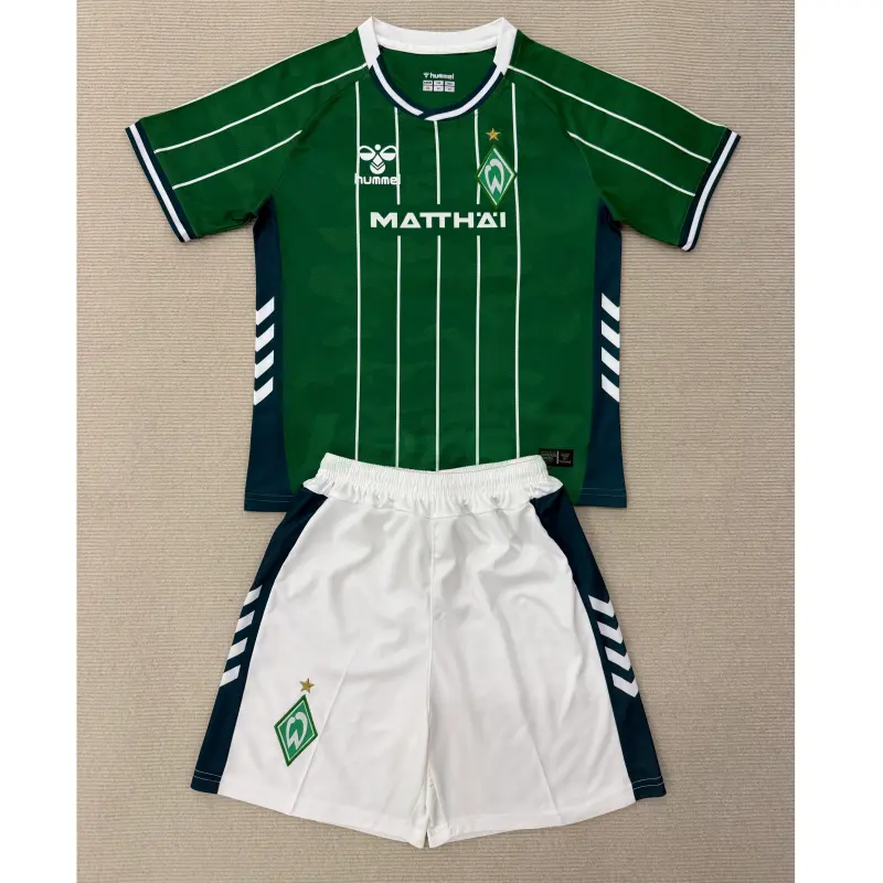 Camiseta Werder Bremen 1ª Equipación 2025/2026 Verde/Blanco Niño Kit