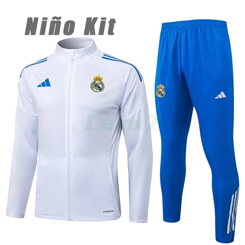 Chandal Real Madrid 2025/2026 Niño Blanco/Azul Chandal Real Madrid 2025/2026 Niño Blanco/Azul