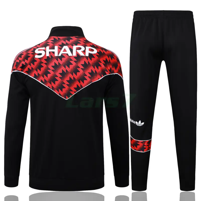 Chandal Manchester United 2025/2026 Negro/Rojo con Estampado Chandal Manchester United 2025/2026 Negro/Rojo con Estampado