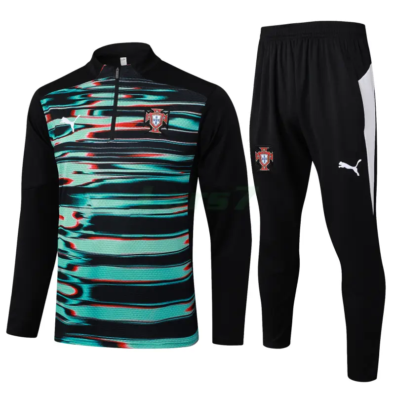 Sudadera De Entrenamiento Portugal 2025 Kit Verde/Negro con Estampado