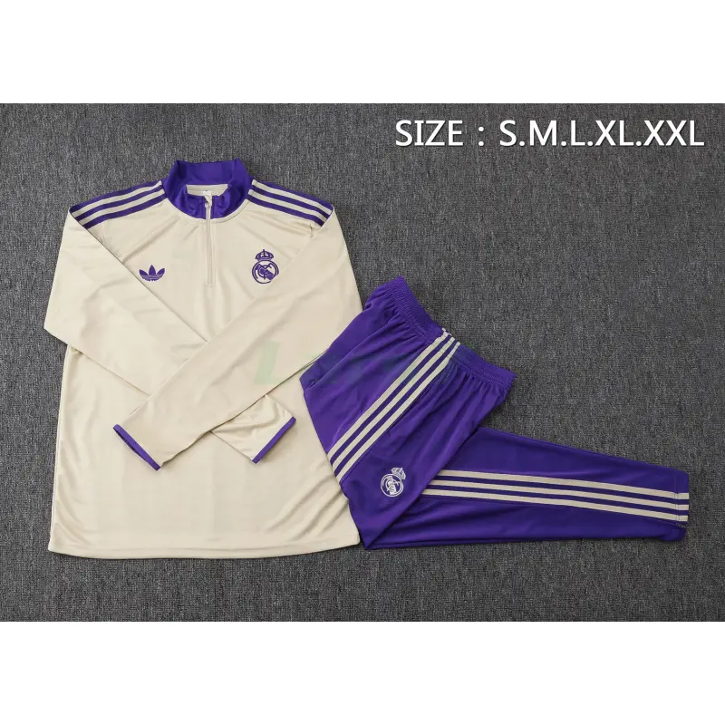 Sudadera De Entrenamiento Real Madrid 2025/2026 Retro Beige/Morado