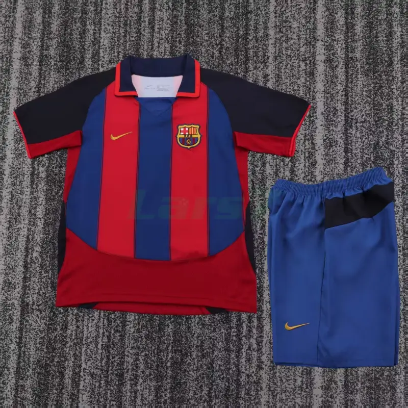 Camiseta Barcelona 1ª Equipación Retro 2003/04 Rojo/Azul Niño Kit