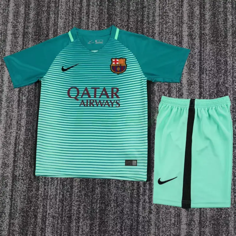 Camiseta Barcelona 3ª Equipación Retro 2016/17 Verde Niño Kit Camiseta Barcelona 3ª Equipación Retro 2016/17 Verde Niño Kit