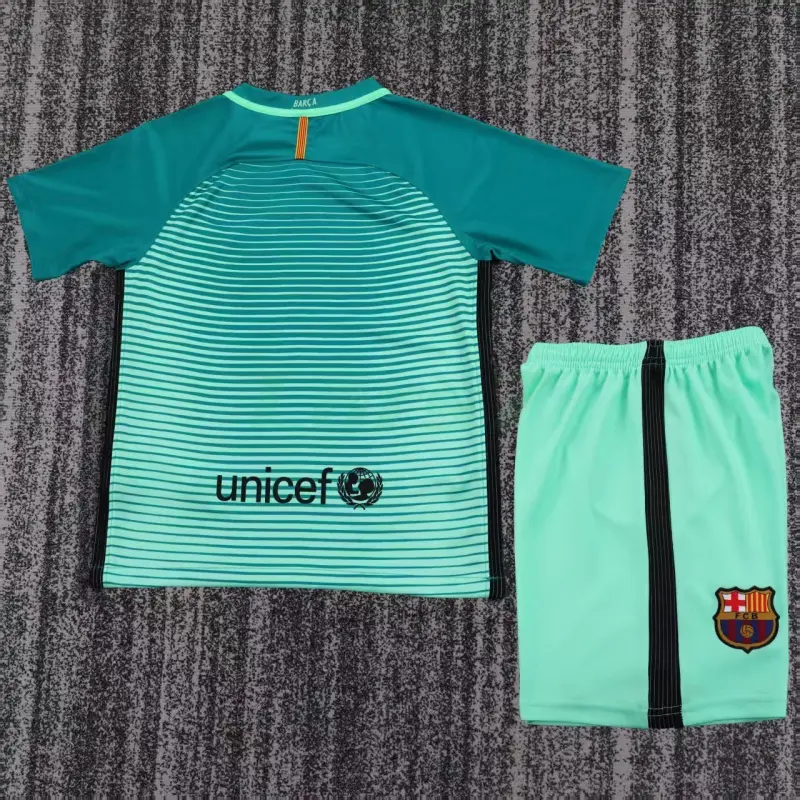 Camiseta Barcelona 3ª Equipación Retro 2016/17 Verde Niño Kit Camiseta Barcelona 3ª Equipación Retro 2016/17 Verde Niño Kit