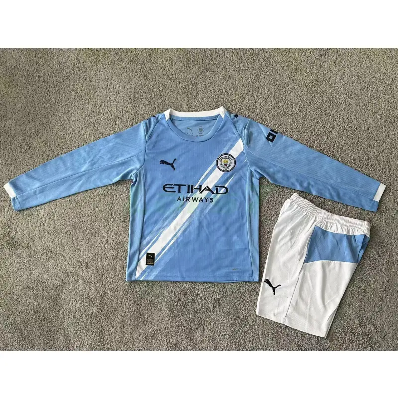 Camiseta Manchester City 1ª Equipación 2025/2026 ML Azul Niño Kit Camiseta Manchester City 1ª Equipación 2025/2026 ML Azul Niño Kit