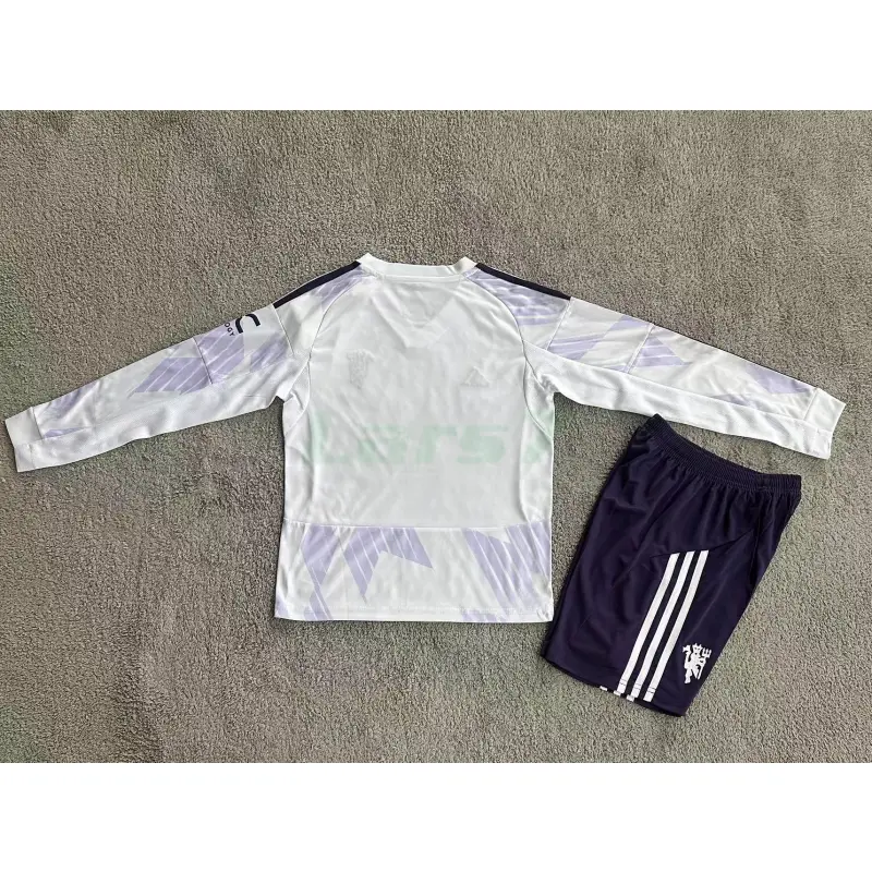 Camiseta Manchester United 2ª Equipación 2025/2026 ML Blanco Niño Kit