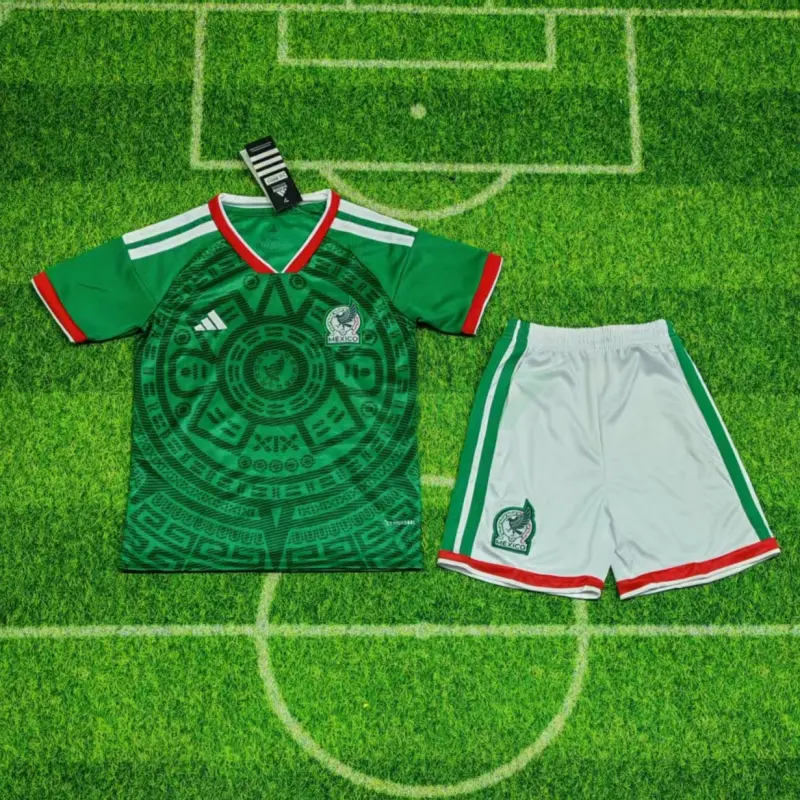 Camiseta México 2026 Verde/Rojo Niño Kit