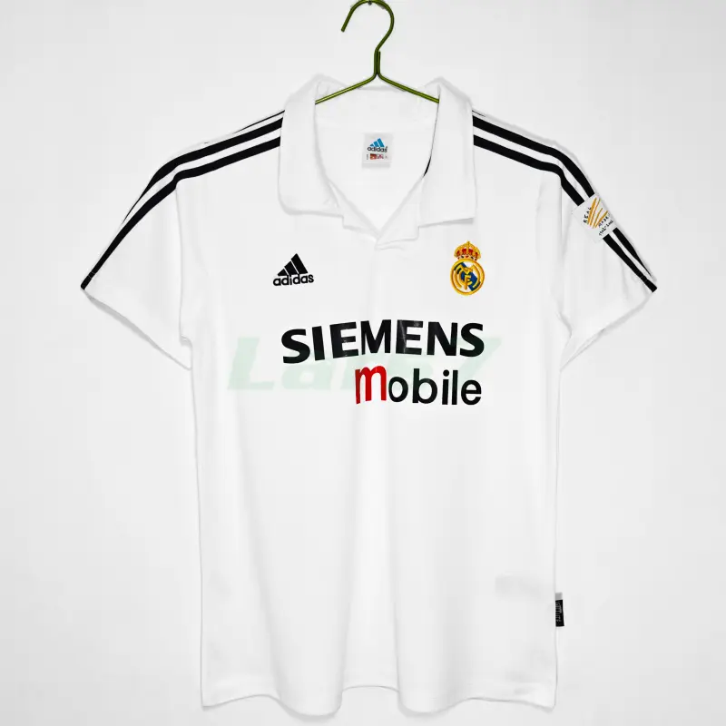 Camiseta Real Madrid 1ª Equipación Retro 2002/03 Blanco con Publicitario Camiseta Real Madrid 1ª Equipación Retro 2002/03 Blanco con Publicitario