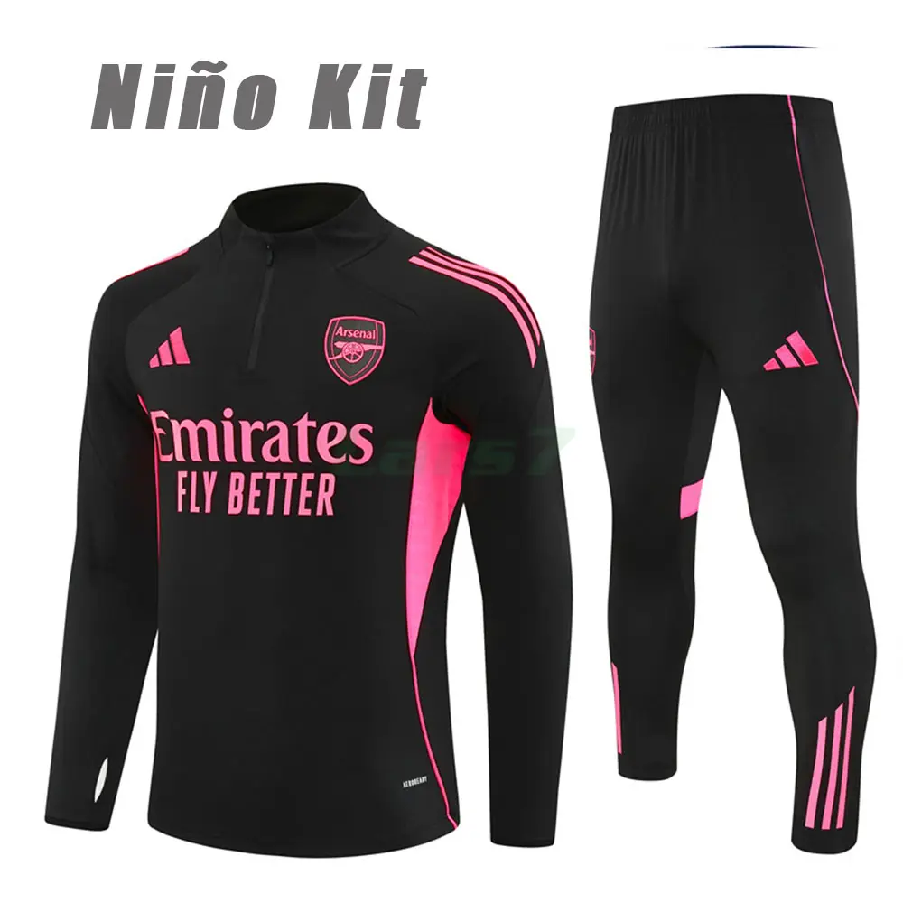 Sudadera De Entrenamiento Arsenal 2025/2026 Niño Kit Negro/Rosa