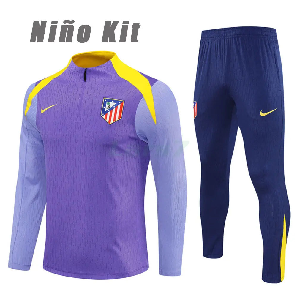 Sudadera De Entrenamiento Atlético de Madrid 2025/2026 Niño Kit Morado/Amarillo (EDICIÓN JUGADOR)