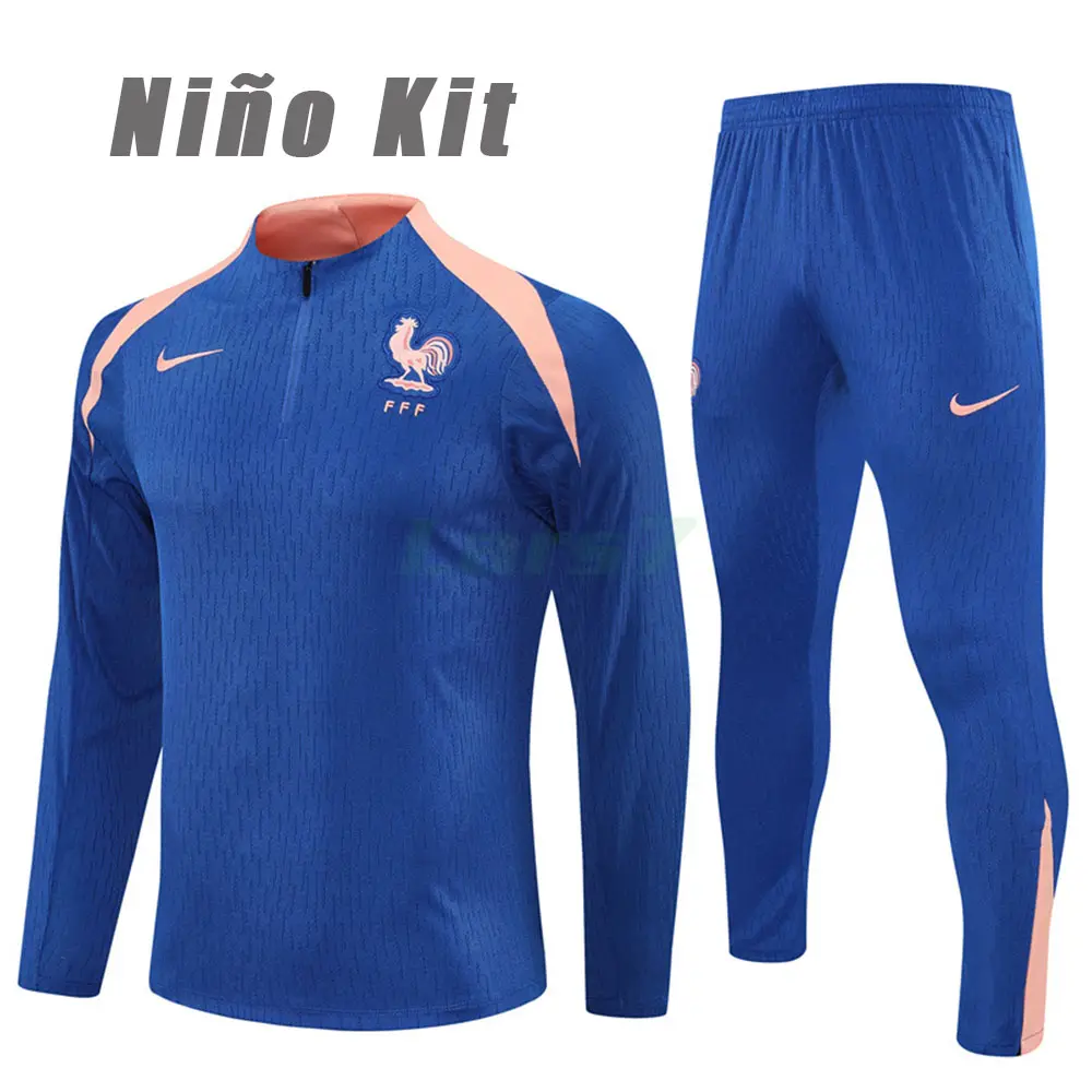 Sudadera De Entrenamiento Francia 2025 Niño Kit Azul Real/Rosa (EDICIÓN JUGADOR)