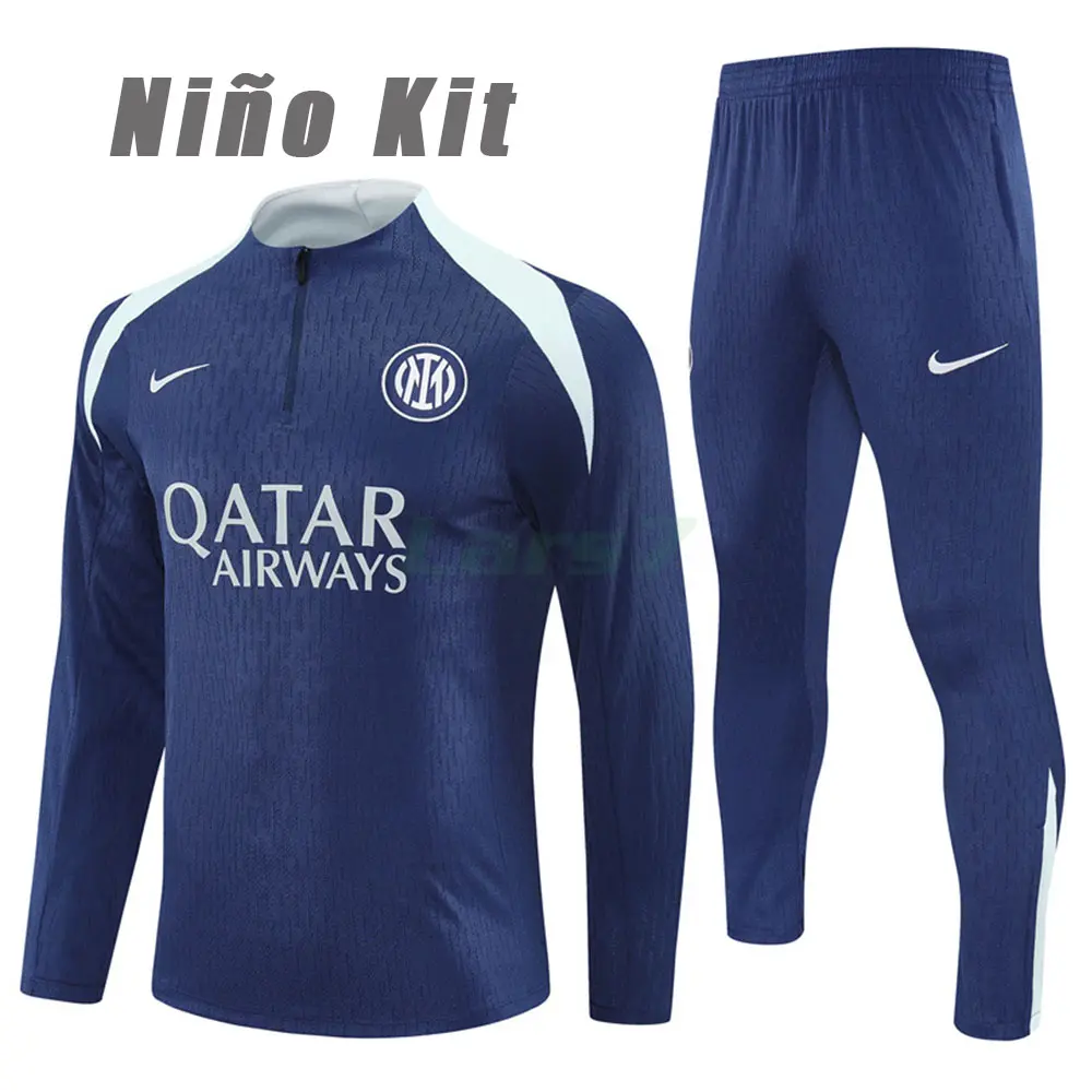 Sudadera De Entrenamiento Inter de Milan 2025/2026 Niño Kit Azul (EDICIÓN JUGADOR)