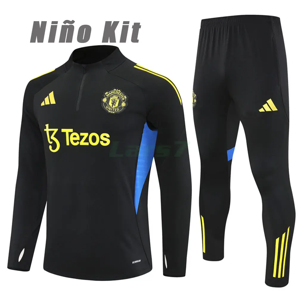 Sudadera De Entrenamiento Manchester United 2025/2026 Niño Kit Negro/Azul