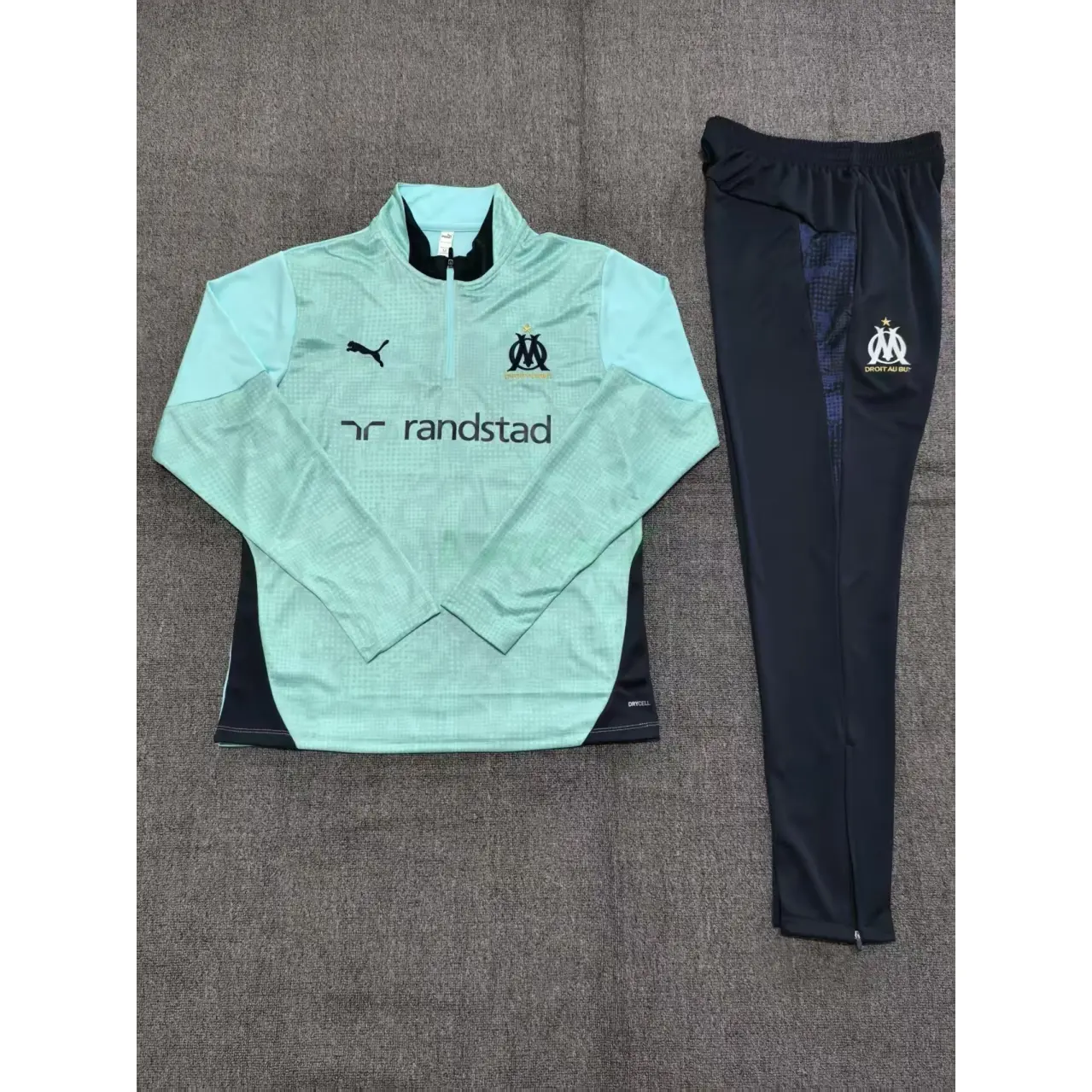 Sudadera De Entrenamiento Olympique Marsella 2025/2026 Niño Kit Turquesa con Estampado Camuflaje