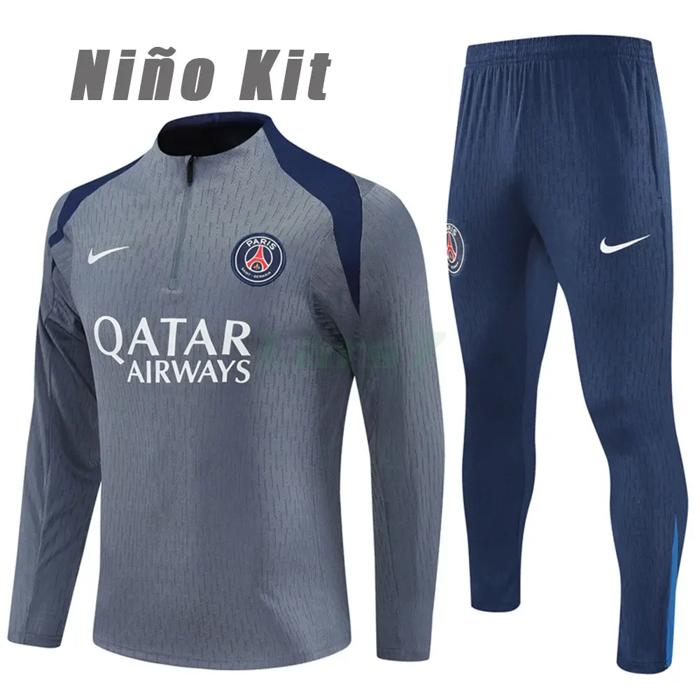 Sudadera De Entrenamiento PSG 2025/2026 Niño Kit Gris (EDICIÓN JUGADOR)